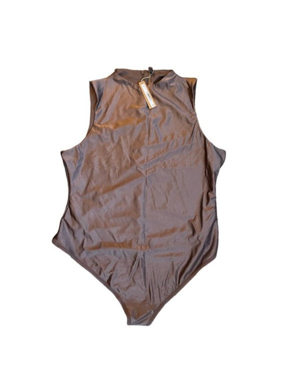 NWT Skims Glissenette Shimmer Crewneck Bodysuit 4X Umber MSRP $88